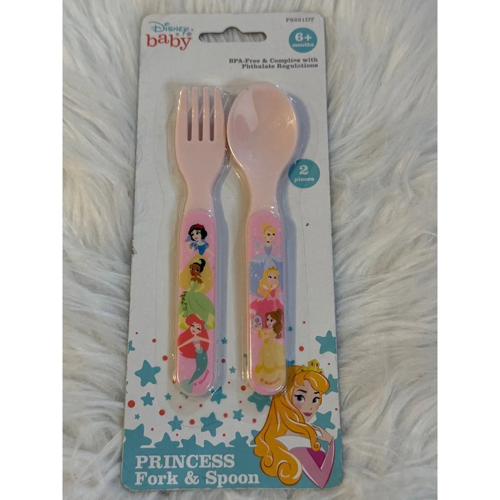Disney Baby Princess Fork and Spoon Set BPA-Free Pink Toddler Utensils P8221DT